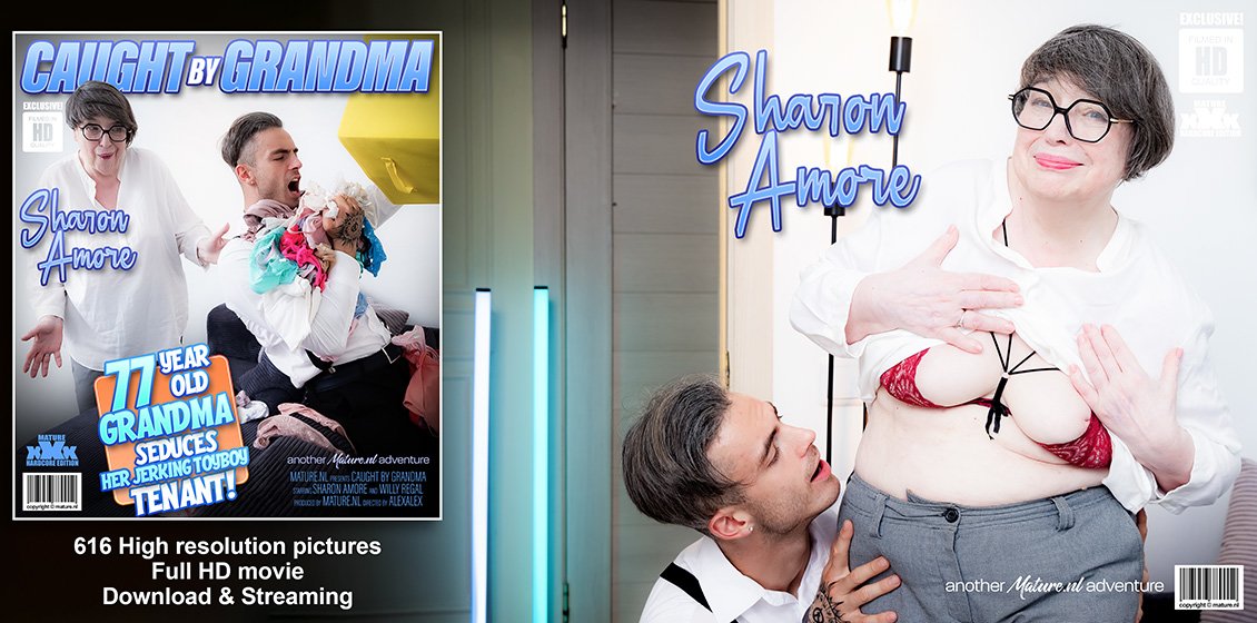 Sharon Amore, Willy Regal - Caughty By Grandma. 77 Year Old Grandma Seduces Her Jerking Toyboy Tenant!